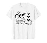 Serve One Another in Love Christian Quote Value Graphic T-Shirt, Men, White, S