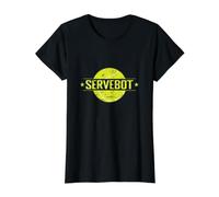ServeBot Tennis Player Humor Value Graphic T-Shirt, Women, Black, S
