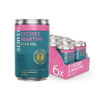 SERVED Lychee Martini Cocktails, 14.9% ABV, 6 x 125ml Cans | Premium Quality, Bar Strength, Pre-Mixed & Ready To Drink