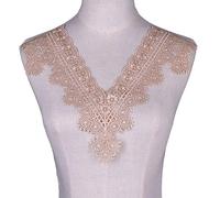 SERVEL 1Pc Colorful V-Neck DIY Embroidered Lace Fabric Collar Lace Flowers Neckline Applique