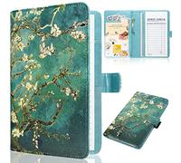 Server Book for Waitress-Leather Waitress Book Organizer with Zipper Pocket Cute Waiter Book Server Wallet with Magnetic Closure, Almond Blossom
