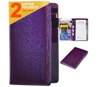 Server Books for Waitress - Glitter Leather Waiter Book Server Wallet with Zipper Pocket, Cute Waitress Book&Waitstaff Organizer with Money Pocket Fit Server Apron (Glitter Purple)