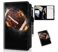 Server Books for Waitress with Zipper Pocket Cute Waitress Books for Servers,Leather Waiter Wallet Server Book Organizer Server Check Book Fit Server Apron,with A Pen,Rugby American Football Fire