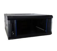 kenable Server Wall Mounted Data Cabinet 19 Inch Rack 4U 600 x 600mm Deep Flat Pack with Glass Door and Lock Black