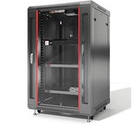 Server Rack - 22U Wall Cabinet - Wall Mount Rack Enclosure with Fans - Audio Rack - Network Rack - 24 Inch Depth AV Cabinet - with Casters - PDU - Shelf - Locking Cabinet - Black (22U 24"X24"X43")