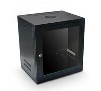 Server Rack Data Cabinet - 9U 450mm Deep Wall Mounted 19" Storage Rack for Home, Office, Server Room with Glass Door, Removable Side Panels, Front-Rear Lockable (Flat-Packed)