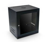 Server Rack Data Cabinet Deep Wall Mounted - 12U 450mm 19" Black Storage Rack for Home, Office, Server Room with Glass Door, Removable Side Panels, Front-Rear Lockable (Flat-packed)