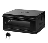 Server Rack Enclosure with Glass Door Black, Locks, & Removable Side Panels - Wall Mount IT Network Cabinet 19 Inch Rack 17.7 Inches Deep (Black, 4U)