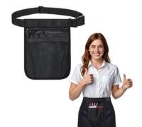 Server Waist Pouch, Restaurant Waiter Waist Tool Pouch Bag with Adjustable Belt, Utility Money Bag Working Serving Apron for Waiter Waitress(Black)