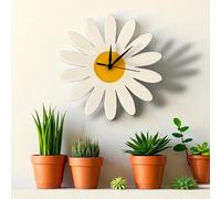 Servewell Modern Daisy Design Wall Clock, White Petals with Yellow Center, Battery Operated, Contemporary Home Decor for Living Room, Kitchen, Large 30cm