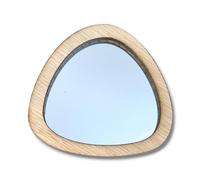 Servewell Pebble Shaped Wooden Mirror - (Cherry, 20cm x 19cm)