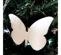 ServeWell White Butterfly Christmas Tree Decoration - 3mm Acrylic Ornament - Pack of Ten