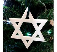 "ServeWell White Star of David Christmas Tree Decoration - Shatterproof Acrylic Hanging Ornament - 7cm, Pack of Ten"