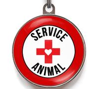 Service Animal Dog Tag - Add Emergency Info to Back - Medical Alert Pet ID for Assistance Dogs - 2 Sizes - 36 Colour Options - Durable Collar Tag with Heart Cross