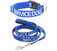 SERVICE DOG (Do Not Disturb/Dog Is Working) Blue Colour Coded S-M L-XL Dog Collar and 60cm 1.2m 1.8m Luxury Neoprene Padded Handle Lead Sets PREVENTS Accidents By Warning Others Of Your Dog In Advance (S-M & 1.8m)