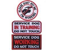 Service Dog in Training Do Not Touch,I’m Working Please Don’t Pet Me Dog Patches Emblem Embroidered Fastener Hook & Loop Tactical Military Morale Patches Appliques for Harnesses Vests-Bundle 3 PCS