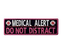 Service Dog Medical Alert Do Not Distract Vests/Harnesses Emblem Embroidered Fastener Hook & Loop Patch - Pink