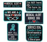 Service Dog Medical Not All Disabilities are Visible Alert Vest/Harnesses Morale Tactical Patch Embroidered Badge Fastener Hook & Loop Emblem, 6 Pcs, Blue