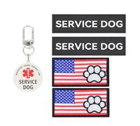 Service Dog Patch and Tag, US Flag Hook & Loop for Dog Vest Harness(02-Blue)