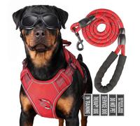 Service Dog Tactical Vest Harness and Leash Set Large Sized Dog Emotional Support- Tactical Dog Harness Training Collar with Name (Red, S)