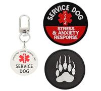 Service Dog Tag, Stress & Anxiety Response Patch and Paw Patch Hook & Loop for Dog Vest Harness(11)