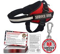 Service Dog Vest + ID Tag + 50 ADA Information Cards - Service Dog Harness in Sizes X Small to XX Large, Metal Dog Tag has Durable Clip, Service Animal Information Cards are 2-Sided. ESA Accessory Set