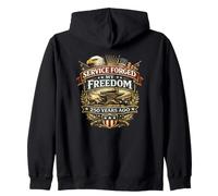 Service Forged Freedom 250 Years Ago Veteran Eagle Flag 1776 Zip Hoodie
