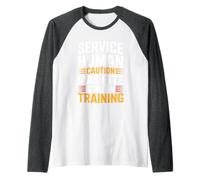 Service Human Caution May Bite Still in Training - Raglan Baseball Tee