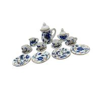 Service Set in Ceramic for 1/12 Doll House, Blue vine | Tabletop Decor for Display Shelves and Collector Home Scenes