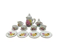 Service Set in Ceramic for 1/12 Doll House, Wealth | Tabletop Decor for Display Shelves and Collector Home Scenes