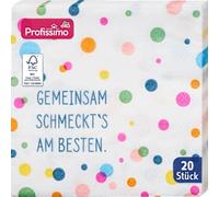 Serviette « Ça a le meilleur goût ensemble » 33 x 33 cm, 20 pieces - Marque DM Allemagne - Compatible avec profissimo - Serviette "Gemeinsam schmeckt's am Besten" 33 x 33 cm, 20 St
