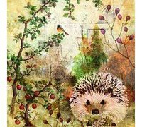 Servietten Herbst 20 Napkins Hedgehog in Painted Autumn Scene Animals 33 x 33 cm Multicolour Paper 3-Ply