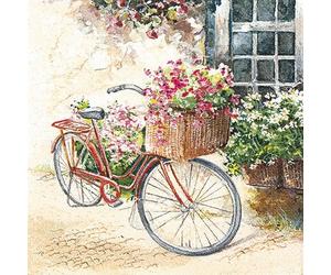 Serviettes 33 x 33 cm Flower Bicycle Spring Summer Vintage Cottage - Pack of 20