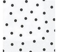 Serviettes Pack of 20 / Black with White Polka Dot Pattern / Timeless 33 x 33 CM
