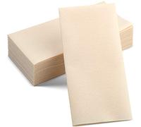 Servietto 12" x 17" Disposable Linen-Feel Caramel Decorative Napkins, 50 Count