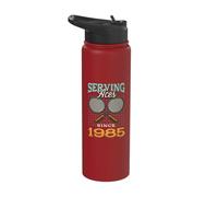 Serving Aces Since 1985 Badminton Lover 40th Birthday Stainless Steel Insulated Water Bottle
