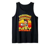 Serving Attitude Daily Funny Lunch Lady Cafeteria Tank Top