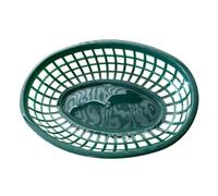 Serving Basket,Plastic Tray Oval Mesh Basket,Reusable Plastic Colourful Food Baskets,for Fries Chip Hot Dog(green)