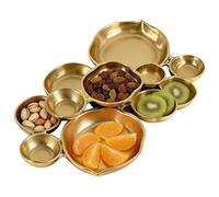 Serving Bowl Set - 40cm Multi-Tier Serving Dish Vintage Metal Decorative Plate 1150g Nine Compartment Bowl Set for Fruit Salad, Pasta, Cold Meats at Parties, Weddings