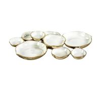 Serving Bowls - Decorative Plate | Home Decor - Gold White Snack Tray Sturdy Living Room Decoration For Parties Entertaining Guests Home Décor And Wedding