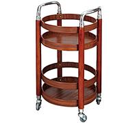 Serving Cart Trolley - Stainless Steel and Solid Wood with Rubber Wheels, 2 Layers, Capacity 20 kg, Versatile Beverage and Tea Cart