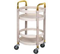 Serving Cart Trolley - Stainless Steel and Solid Wood with Rubber Wheels, 2 Layers, Capacity 20 kg, Versatile Beverage and Tea Cart
