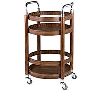 Serving Cart Trolley - Stainless Steel and Solid Wood with Rubber Wheels, 2 Layers, Capacity 20 kg, Versatile Beverage and Tea Cart