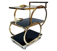 Serving Cart Utility Trolley - 3 Tiers Stainless Steel Kitchen Storage Cart with Toughened Glass Desktop for Home, Hotel, Restaurant