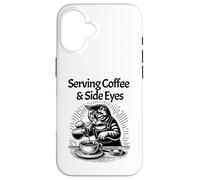 Serving Coffee And Side Eyes Cat Cafe Shop Funny Barista Case for iPhone 16
