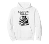 Serving Coffee And Side Eyes Cat Cafe Shop Funny Barista Pullover Hoodie