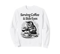 Serving Coffee And Side Eyes Cat Cafe Shop Funny Barista Sweatshirt