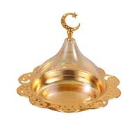 Serving Dish With Acrylic Clear Dome Golden Serving Platter Eid Cake Tray Serving Tray Dessert Plate For Home Party Wedding Dining Rooms Easter For (Gold, 18x20cm)