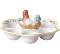 Villeroy & Boch - Spring Awakening Egg Plate Rooster & Hen 20 cm, Microwave Safe, Easter Decorations Home, Easter Gifts for Adults, Premium Porcelain