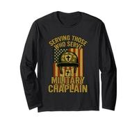 Serving Military Chaplain US Flag Chaplain Long Sleeve T-Shirt
